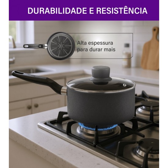 Jogo De Panelas 5 Peças Robusta Grafite Rochedo